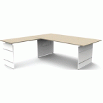 BUREAU RÉGLABLE FORM4 L200XP220XH68-76CM+EXT.L120CM ÉRABLE - KERKMANN