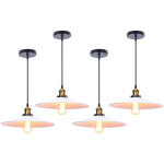 4PCS RÉTRO LUSTRE SUSPENSION INDUSTRIELLE 36CM PLAOFNNIER FER ABAT-JOUR EN MÉTAL BLANC