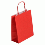 SACS BOUTIQUE KRAFT ROUGE POIGNÉES TORSADÉES 22 X 18 X 8 CM - 50 SACS