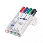STAEDTLER POCHETTE DE 4 MARQUEURS EFFAÇABLES À SEC POINTE BISEAU ENCRE ALCOOL 4 COULEURS ASSORTIES 351