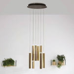 FABAS LUCE SUSPENSION LED PRADO, OR, 8 LAMPES, Ø 40 CM, INTENSITÉ VARIABLE