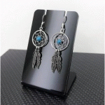 PAIRE DE BOUCLES D'OREILLES ATTRAPE RÊVE EN ARGENT 92.5