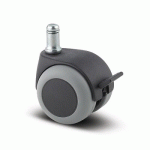 ROULETTE PIVOTANTE POUR CHAISES ET FAUTEUILS - TIGE LISSE ET CIRCLIPS - AVEC FREIN TENTE