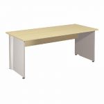 BUREAU DROIT ACTIVITY - L. 180 X P. 80 CM - PLATEAU HÊTRE - PIEDS PLEINS 'ALUMINIUM'