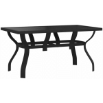 TABLE DE JARDIN NOIR 140X70X70 CM ACIER ET VERRE