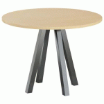 TABLE RÉUNION EVAN Ø 100 CM PIED NOIR PLATEAU STRAT HÊTRE - MBA