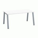 BUREAU DROIT ECLA BLANC L 160 X P 80 CM PIÈTEMENT MÉTAL FINITION ALUMINIUM