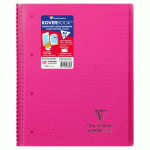 LOT DE 5 - CAHIER RELIURE INTÉGRALE ENVELOPPANTE KOVERBOOK A4+ 160 PAGES LIGNÉ + MARGE DÉTACHABLES PERFORÉ 4 TROUS COUVERTURE POLYPROPYLÈNE TRANSPARENT - ROSE