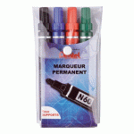 MARQUEUR PERMANENT PENTEL N60 POINTE BISEAUTÉE DE 3,9 À 5,7 MM - POCHETTE DE 4 COULEURS ASSORTIES