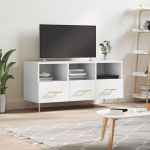 MEUBLE TV BLANC 102X36X50 CM BOIS D'INGÉNIERIE