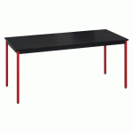 TABLE MULTI-USAGE L 180 X P 80 CM ZONZA NOIR PIEDS ROUGE