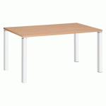 BUREAU DROIT EDEN L 140 X P 80 CM PLATEAU CHÊNE CLAIR PIÉTEMENT MÉTAL BLANC