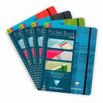 LOT DE 5 - POCKET BOOK CAHIER RELIURE INTÉGRALE À ÉLASTIQUE A5+ 60 FEUILLES DÉTACHABLES LIGNÉ COULEUR ALÉATOIRE - ASSORTIS