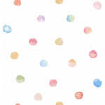 PAPIER PEINT INTISSÉ CHAMBRE BÉBÉ | PAPIER PEINT BLANC À POIS MULTICOLORES | TAPISSERIE AQUARELLE À POIS IDÉALE CHAMBRE ENFANT - 10,05 X 0,53 M