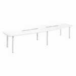 TABLE MODULABLE BELEM 14 PERSONNES L 380 X P 140 CM BLANCHE PIÈTEMENT BLANC