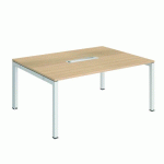 TABLE DE RÉUNION L 160 X P 120 CM ARKO PLATEAU CHÊNE CLAIR / PIÈTEMENT BLANC