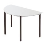 TABLE MODULAIRE DOMINO 1/2 ROND - L. 120 X P. 60 CM - PLATEAU GRIS - PIEDS NOIR