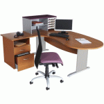 BUREAU CONVIVIAL PIED PANNEAU RETOUR À DROITE HÊTRE/ALU - SIMMOB