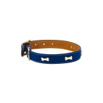 DOOGY GLAM - COLLIER CUIR INDIGO BLEU TAILLE : T4