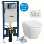 GEBERIT - PACK WC BATI-SUPPORT UP720 EXTRA-PLAT + WC SANS BRIDE VITRA INTEGRA AVEC FIXATIONS INVISIBLES + ABATTANT SOFTCLOSE + PLA