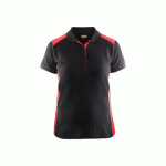POLO DE TRAVAIL FEMME EN COTON 3390 - NOIR ET ROUGE - L BLAKLADER