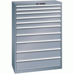 ARMOIRE 10 TIROIRS 1023X572X1450MM-CHARGE 200KG-GRIS FONCÉ - LISTA