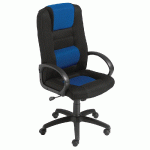 FAUTEUIL DIRECTION CAPITAL CONFORT TISSU REMBOURRÉ  HAUTEUR DOSSIER 74 CM NOIR / BLEU