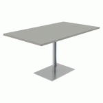 TABLE MENORCA 140X80 T6 STR ALAISÉ GRIS PERLE GRIS/CHROMÉ - MOBIDECOR