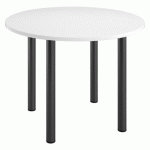 TABLE RONDE L 100 CM EXCELLENS PLATEAU BLANC 4 PIEDS MÉTAL ANTHRACITE
