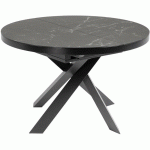 TABLE RONDE EXTENSIBLE VASHTI Ø 120 (160) CM EN GRÈS CÉRAME ET PIEDS EN ACIER NOIR - NOIR - KAVE HOME