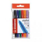 STABILO POCHETTE DE 5 STYLOS FEUTRE POINTE ULTRA-FINE BAGUÉE MÉTAL ENCRE ASSORTIES STYLIST