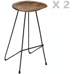 2 TABOURETS DE BAR DESIGN BOIS ET MÉTAL SUMAR - 37 X 40 X 75 - NOIR