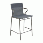 LOT DE 2 - FAUTEUIL MI-HAUT HORIZON MIDDLE LAFUMA - TOILE BATYLINE ANTHRACITE - PIED ACIER GRIS