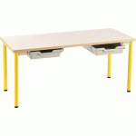 LOT DE 2 TABLES 120 X 50 CM AVEC CASIERS CHLOÉ PLATEAU BEIGE PIÉTEMENT BLEU T2 - MANUTAN COLLECTIVITÉS