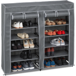 MEUBLE À CHAUSSURES TISSU, 12 COMPARTIMENTS, 36 PAIRES, HOUSSE AMOVIBLE, HLP 107 X 115 X 30 CM, ANTHRACITE - RELAXDAYS