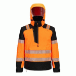 PORTWEST T161 VESTE DE PLUIE HVÉ PW3 À ENFILER (3 COUCHES) ORANGE/NOIR - TAILLE XL