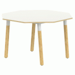 TABLE 4 PIEDS MÉTAL/BOIS OCTO Ø120 T5 STRAT ABS BLANC/ALU
