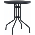 TABLE DE JARDIN NOIR 60 CM ACIER ET VERRE