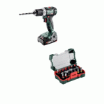 PERCEUSE VISSEUSE SANS FIL 18V 2 X 2 AH LI-POWER BS18L BL AVEC COFFRET EMBOUT DE VISSAGE 15 PIÈCES METABO