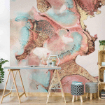 MICASIA - PAPIER PEINT INTISSÉ - GOLDEN WATERCOLOR ROSÉ - MURAL CARRÉ DIMENSION HXL: 240CM X 240CM