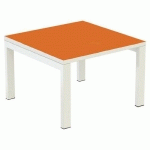 TABLE BASSE EASY OFFICE 60X60 CM P. BLANC PLAT. BLANC/ORANGE - PAPERFLOW