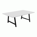 TABLE DE RÉUNION SYNERGY L 200 X P 120 X H 74 CM PIED MÉTAL NOIR PLATEAU BLANC