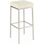 TABOURET DE BAR DESIGN MODERNE ASSISE CONFORTABLE EN SYNTHÉTIQUE CRÈME PIEDS ACIER INOXYDABLE BROSSÉ - CRÈMEM