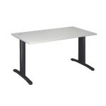 BUREAU DROIT IMEDIA - L. 140 X P. 80 CM - PLATEAU GRIS - PIEDS ANTHRACITE
