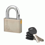 CADENAS À CLÉ EN ACIER NICKELÉ SATIN - QUADRA - AVEC 4 CLÉS RÉVERSIBLES - 60MM FTH THIRARD