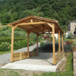 CARPORT DEUX PENTES EN BOIS DOUGLAS - 6 POTEAUX - 350 X 650 CM CPBF