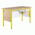 CHAIRE DE PROFESSEUR, 1 TIROIR, PLATEAU BEIGE, CHANTS ALAISÉS, PIÈTEMENT JAUNE - MANUTAN COLLECTIVITÉS