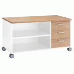 CONSOLE EDEN 3 TIROIRS DÉCOR CHÊNE CLAIR - CORPS BLANC