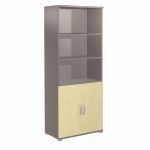 MEUBLE HAUT ACTIVITY 2 PORTES BASSES - H. 180 X L. 80 X P. 45 CM - CORPS ANTHRACITE - COLORIS DES PORTES : HÊTRE.