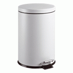 POUBELLE MÉTAL À PÉDALE RONDE, 20 LITRES, BLANC